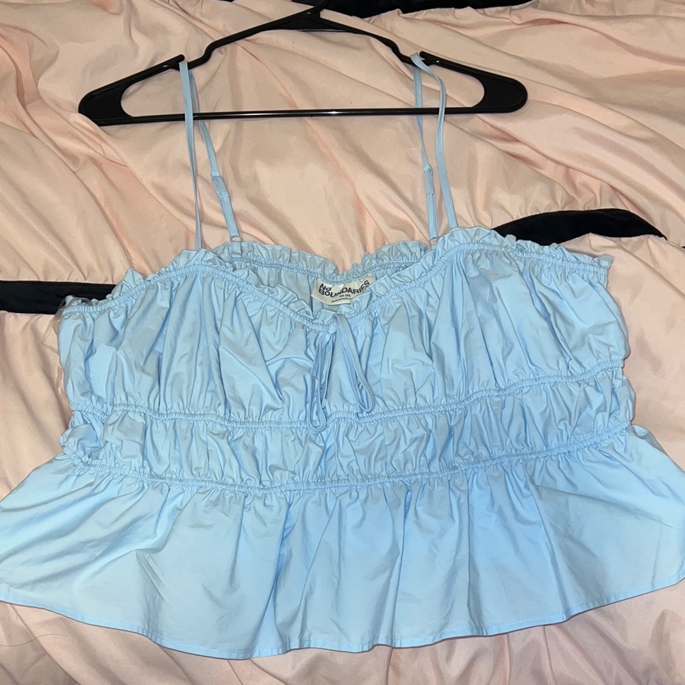 No Boundaries Light Blue Ruffled Camisole